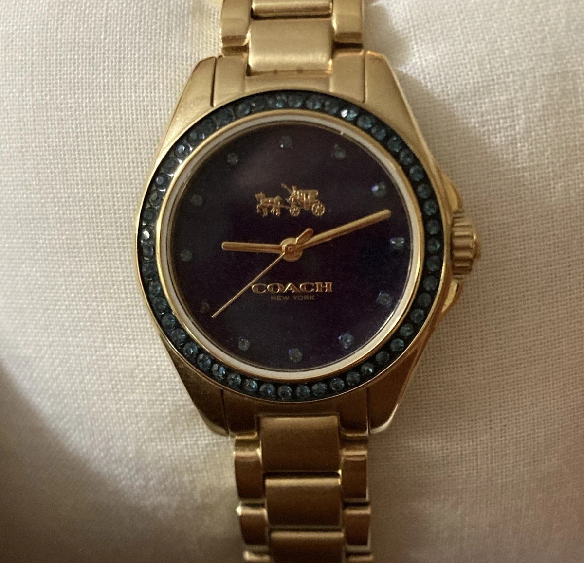 Coach woman’s Gold-Tone Bracelet Watch with box size 30mm crystal dial quartz Coach Wristwatches for sale | eBay main image 2