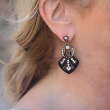 Boucles D'oreilles Clips Vintage Années 80 - Copie Couture Multicolore Doré - Occasion