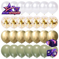 Luftballons 12 Zoll GrüN Gold Weiß Konfetti Latex Helium 60 StüCk Party Deko
