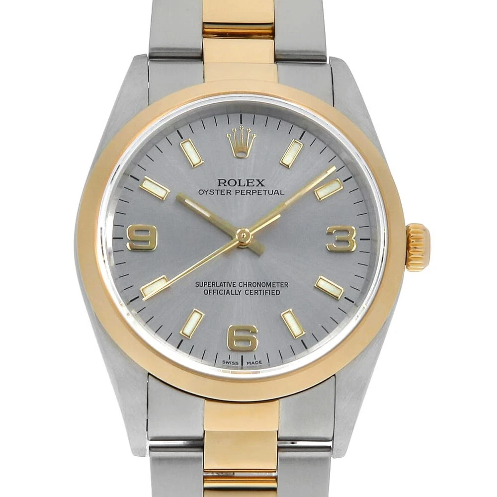 Rolex — ROLEX Oyster perpetual 14203M gray 369 white bar Y Number second hand mens