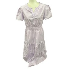 NWT Quince Pastel Lilac 100% Organic Cotton Poplin Tiered Maxi Dress Medium