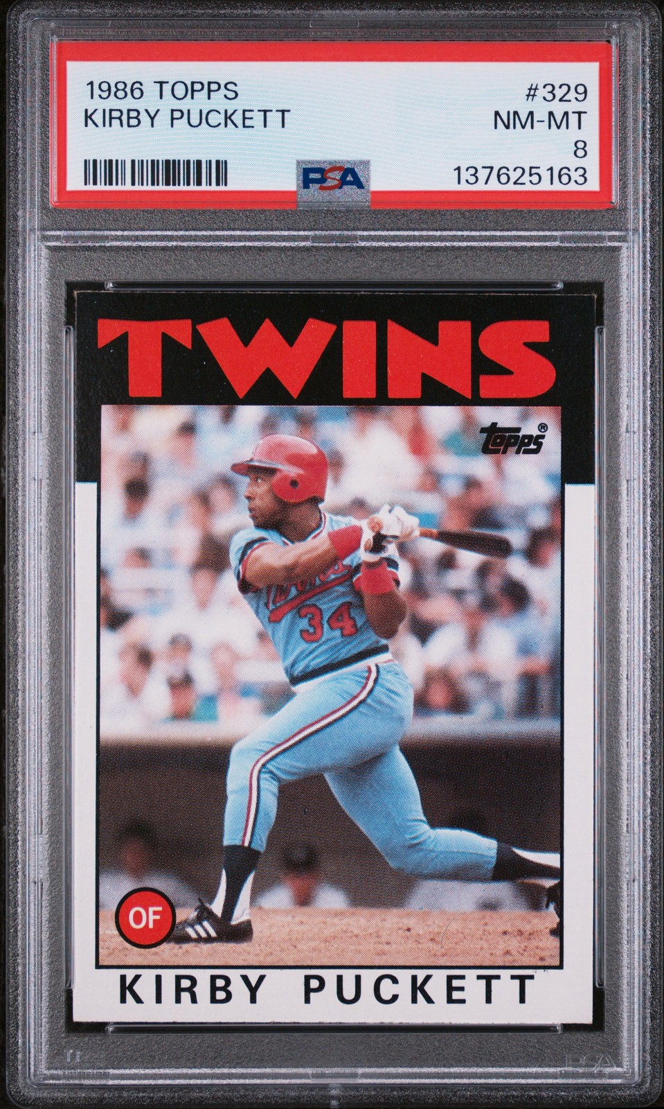 1986 Topps 329 Kirby Puckett PSA 8 NEW CERT POP 654
