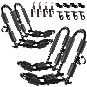 FORWODE Premium Kayak Roof Rack, 2 Pair J-Bar Roof Rack, Folding Adjustable R...