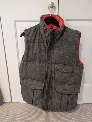 ROOTS CANADA Wool Puffer Vest Gray Down Insulated Size Medium 