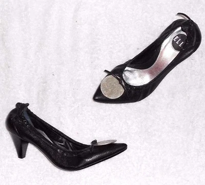 ELLE escarpins cuir noir déco métal P 36 "Neufs" - Photo 1/4