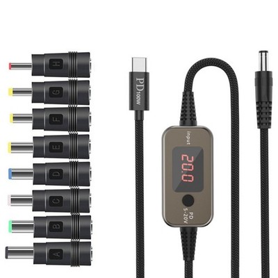 USB C auf DC Adapterkabel mit 10 Aufsätzen zum Laden verschiedener Geräte mit