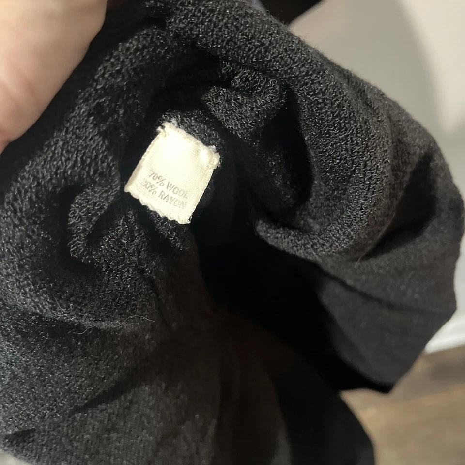 Vestido Adolfo Saks Fifth Ave tejido para mujer pequeño negro lana cintura caída plisado Foto 4 de 4