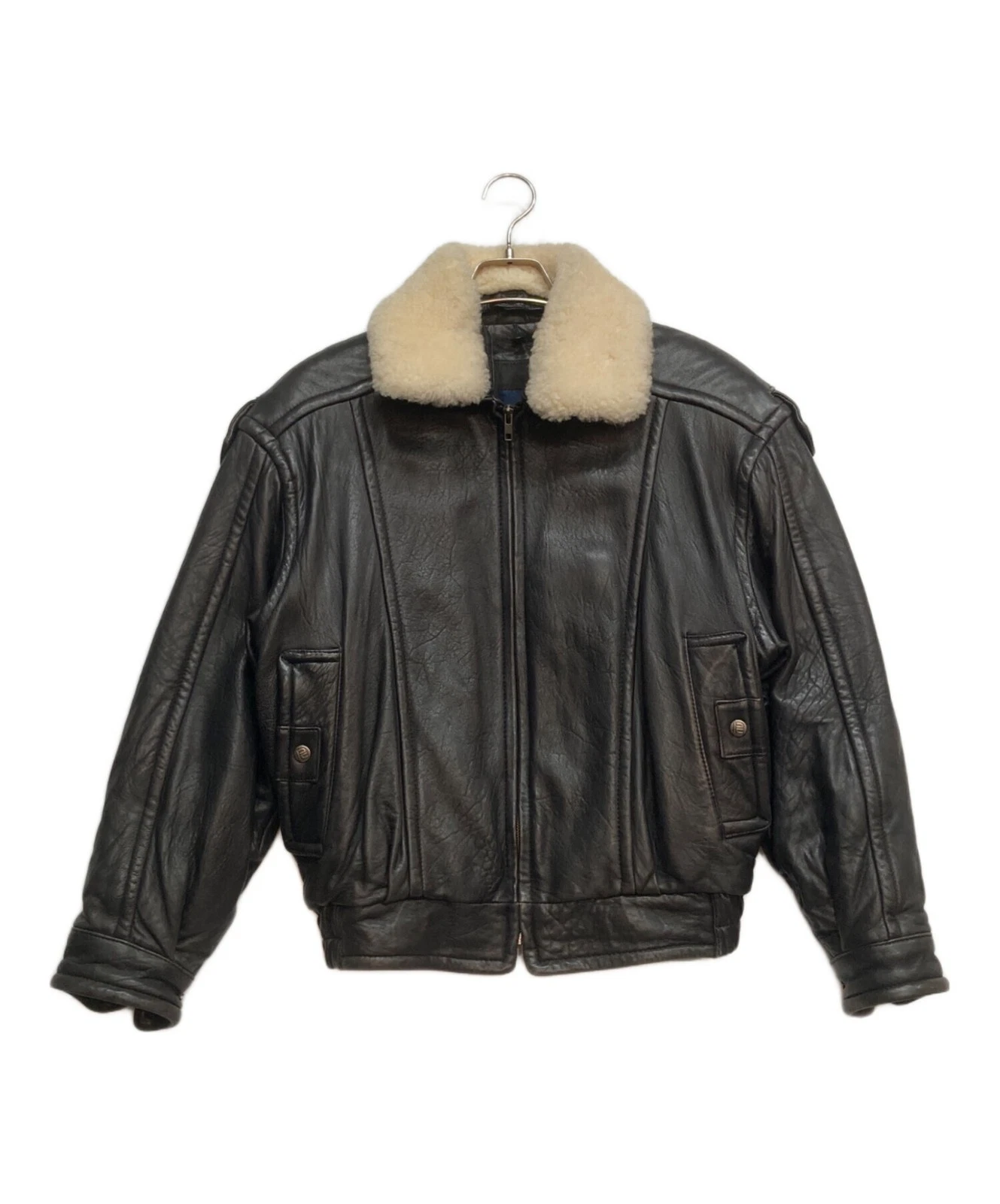 Robert Comstock Boa Collar Leather Jacket Men's Size S Black image 1