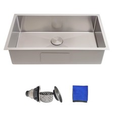 32 Inch Undermount Kitchen 32x18x9 Single Bowl Undermount, Stainless Steel