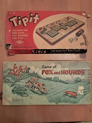 2 Vintage board games/tin toy Tipit by Wolverine & Fox and Hounds
