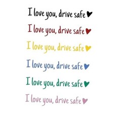 6 Pack I Love You Drive Safe Mirror Sticker, 6 Colors Car Rear View Decals for