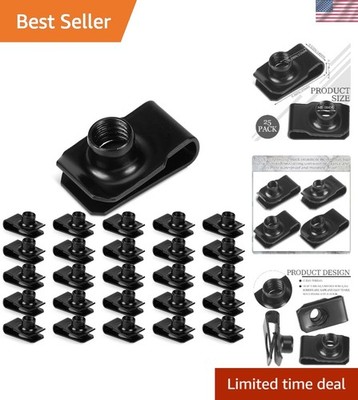Versatile 25 Pcs M8 U Type Spring Nuts with Black Finish for Automotive Uses