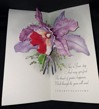 Lot of 14- VTG All Occasion 1950s POP UP FLOWER GREETING CARDS Bday Get Well BOX