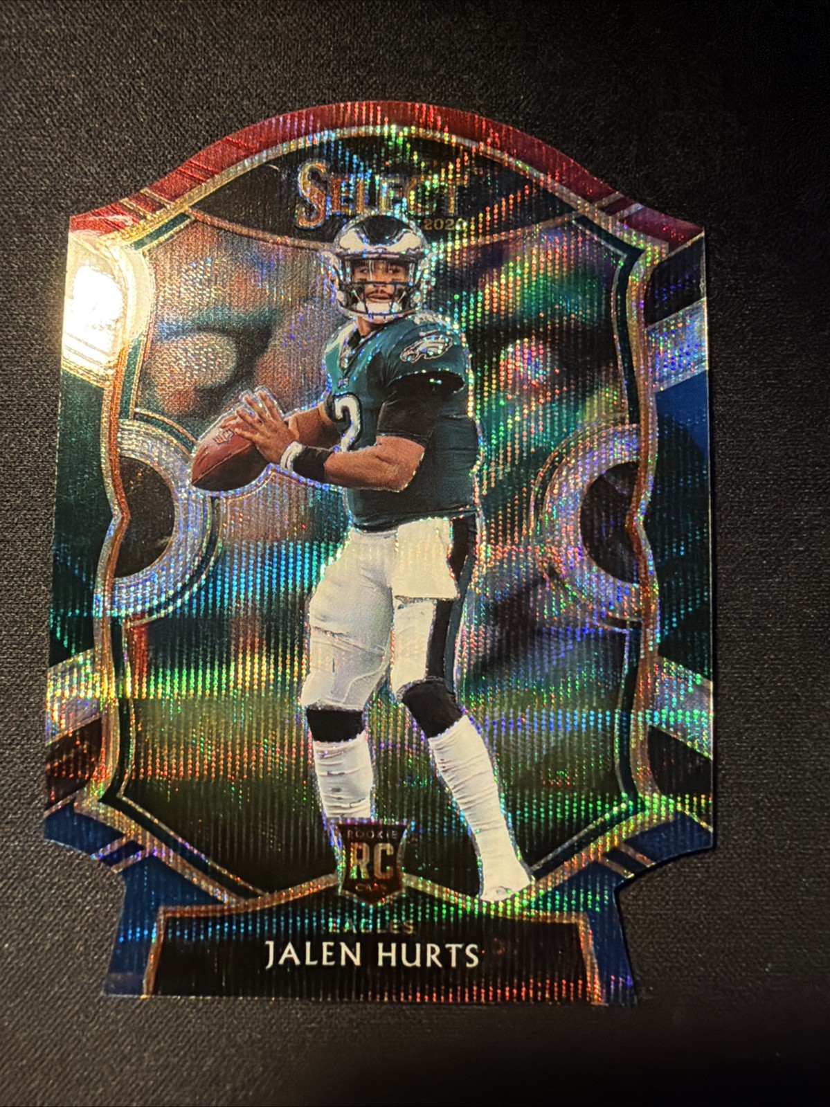 2020 Panini Select - Concourse Jalen Hurts #50 Tri-Color RWB Prizm Die-Cut (RC)