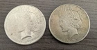 Lot of 2 -Peace Silver Dollars - 1922 &  1923 - 90% Silver US Coins - Details
