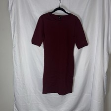 Forever 21 Dress Bodycon Quarter Sleeve Crewneck Pullover Fitted Dress L Wine