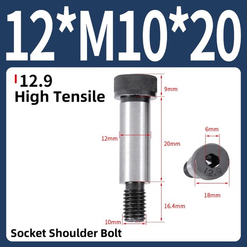 Socket Shoulder Bolt 12.9 High Tensile Steel Hex Allen Key Screws M10 M12 M16 - Picture 15 of 100