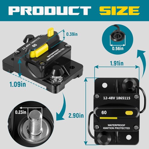 for Minn Kota Trolling Motor MKR-27 60AMP 12-48 Volt Circuit Breaker 1865115 - Picture 6 of 9