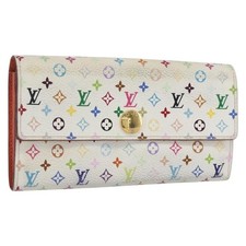 LOUIS VUITTON Multicolor Portefeuille Sarah Wallet White M93532 LV Auth 166362