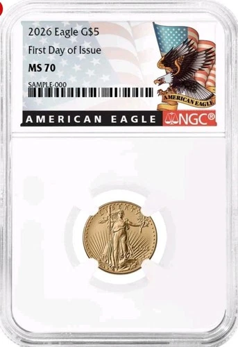 2026 $5 1/10-oz American Gold Eagle NGC MS70 FDI Black Label