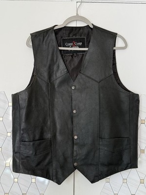 Vtg Coast 2 Coast Outfitter Men's Size L Motorcycle Leather Concealed Carry Vest
