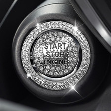 2PCS Rhinestone Push Start Button Cover Bling Car Accessories for Women, Sparkly