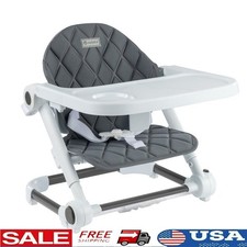 Portable Foldable Toddler Booster Seat Adjustable Height Easy Setup Travel Safe