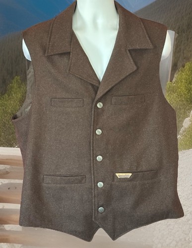 Powder River Outfitters Men's Wool Brown Heather Vest XL Cowboy Western PR Ranch - Picture 3 of 10