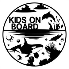 Circle SEA KC Kids in Car Cutting Sheet Sticker Ocean Orca Dolphin Anemone Exter