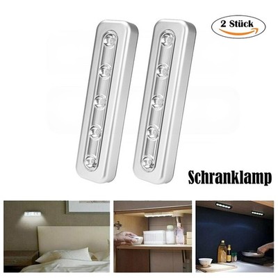 2er LED Touch Push Lampe Nachtlicht Unterbauleuchte Schranklampe Batterie Licht