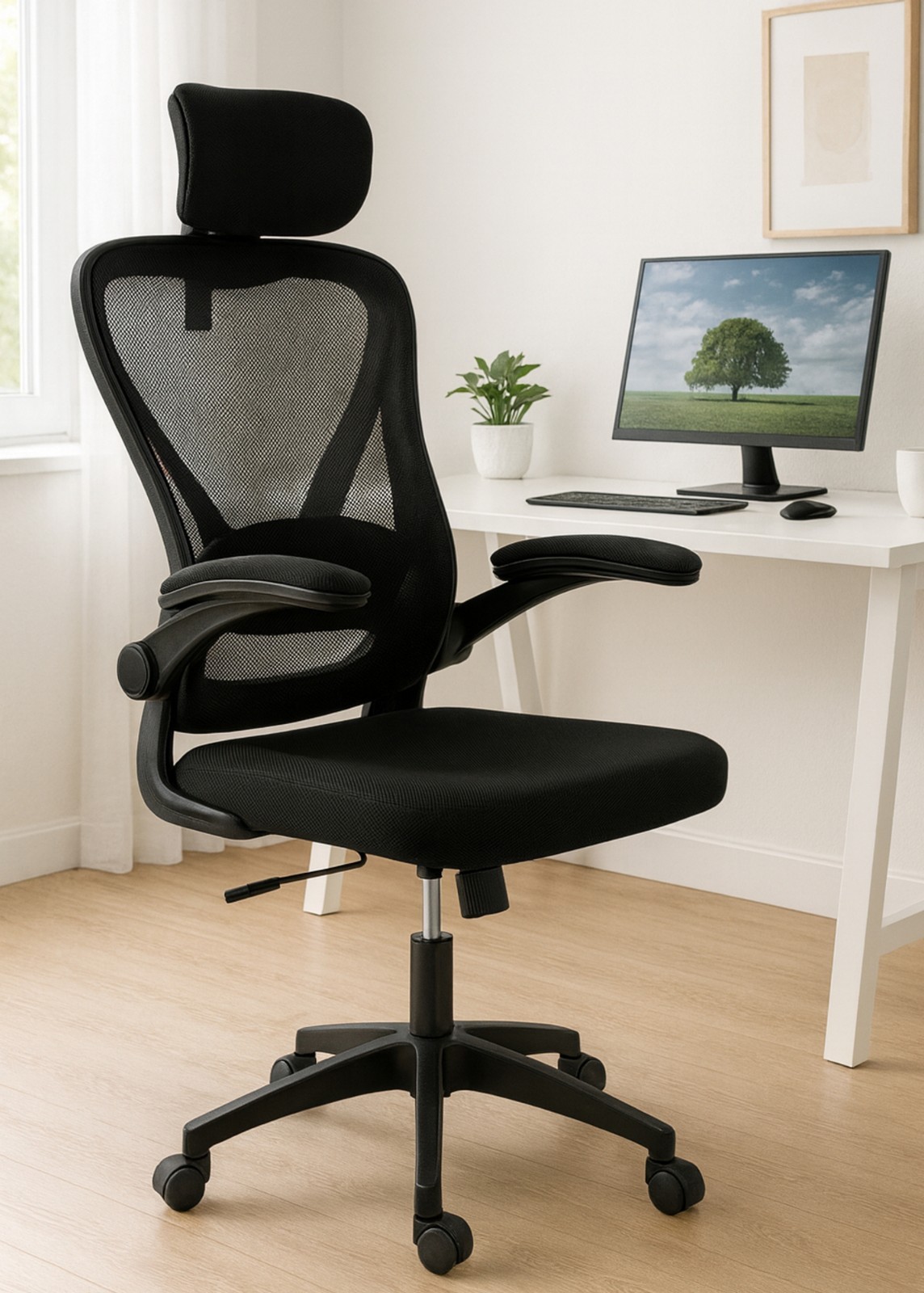 Home Office Black Chair Mesh Back Swivel Ergonomic Computer Seat Gas Lift Litton