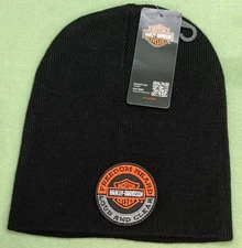 NEW HARLEY DAVIDSON 5029008703 Men's Embroidered Graphic Cuffed Beanie Hat Black