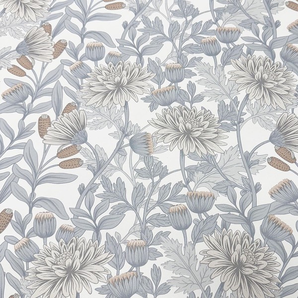 Muriva Martha Vintage Blumen Tapete 229502 Blau Floral Botanisch Washable Papier-image