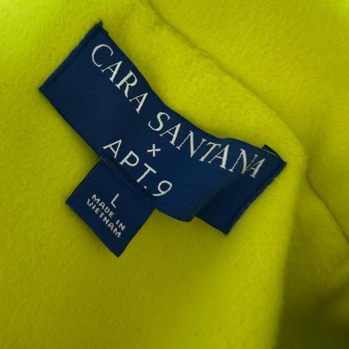Cara Santana X Apt 9 Neon Highlighter Yellow Tench Coat Size Large - Picture 7 of 7