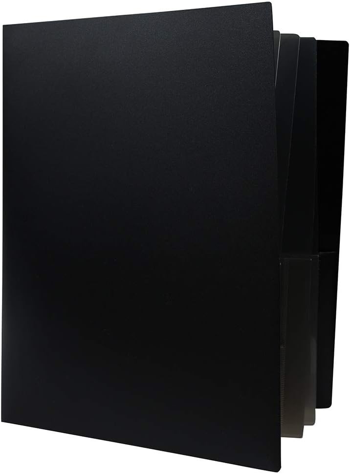 JAM PAPER Heavy Duty Plastic Multi Pocket Folders - 10 Pocket Organizer - Black