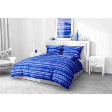 Housse de couette Blue Stripe en microfibre douce   Main de pêche   Lavable à la