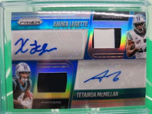 Tetairoa Mcmillan / Xavier Legette 2025 Panini Prizm Dual Auto MEM Card DPA-XLTM