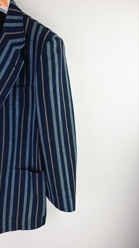 Sasakura Genisho 100% cotton jacket in indigo/denim/gold stripe size M - Picture 7 of 16