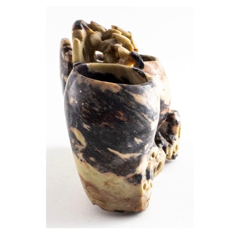 Soapstone Hand Carved Vintage Double Vessel Sculpture - Picture 12 of 16