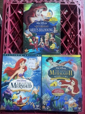 (3) Disney The Little Mermaid DVD Lot: Little Mermaid 1, 2 & 3    All 3 Movies!!