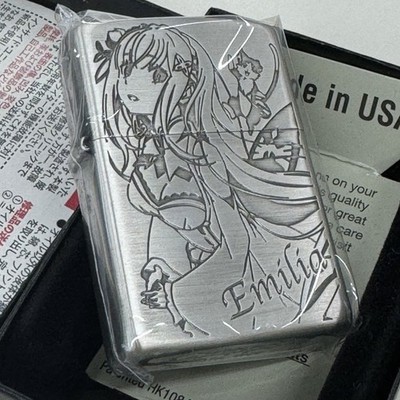 Zippo Re: Zero Emilia Cat Silver 3 Sided Etching Lighter Rare Japan New