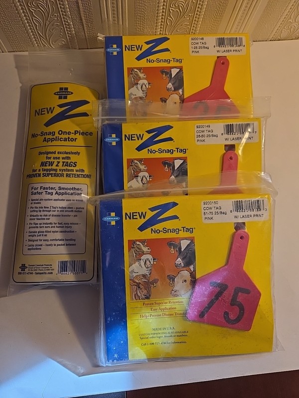 Farnam New Z-Tag One Piece Tag Applicator,  Z No-snag-tags Numbers 1-75 