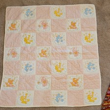 Vintage Care Bears Hand-Quilted Baby Crib Blanket
