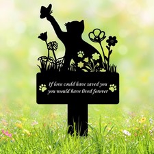 If Love Could Saved You Cat Grave Marker   12in Metal Pet Memorial Plaque wit...