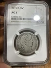 1915 D Ag 3 NGC Lowball Barber Half Dollar Silver 50c