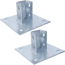 2 Pcs Post Base 4 Holes Square Mount for 1-5/8 Single Strut Channel Securing