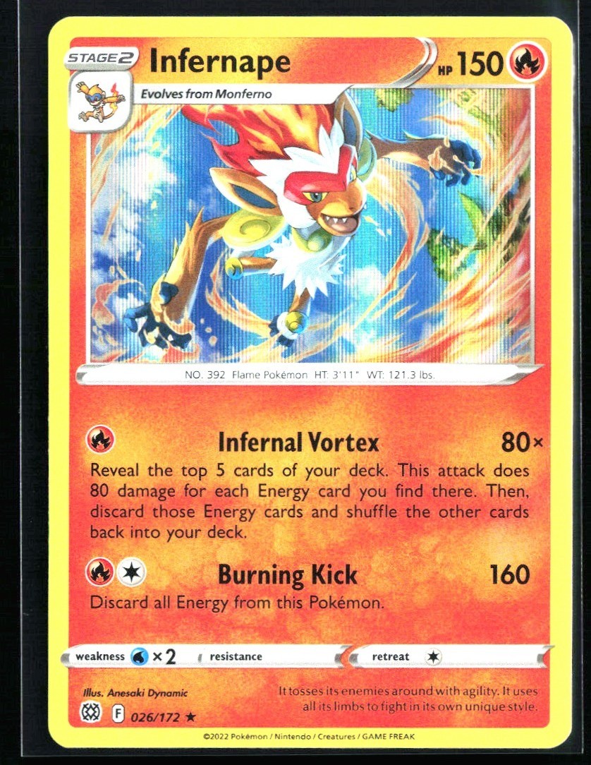 2022 Sword & Shield - Brilliant Stars Infernape #26 Holo Rare Pokemon Card 2022 Sword & Shield - Brilliant Stars Infernape #26 Holo Rare Pokemon Card