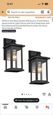2-Pack Black Outdoor Wall Sconce, 12-Inch Modern Square Exterior Light Fixtures