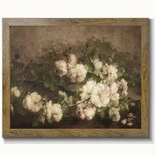 Framed Canvas Wall Art, Vintage Flower Pictures Rustic Floral Wall Art for Li...