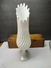 VINTAGE FENTON HOBNAIL GLASS WHITE TALL SWUNG VASE